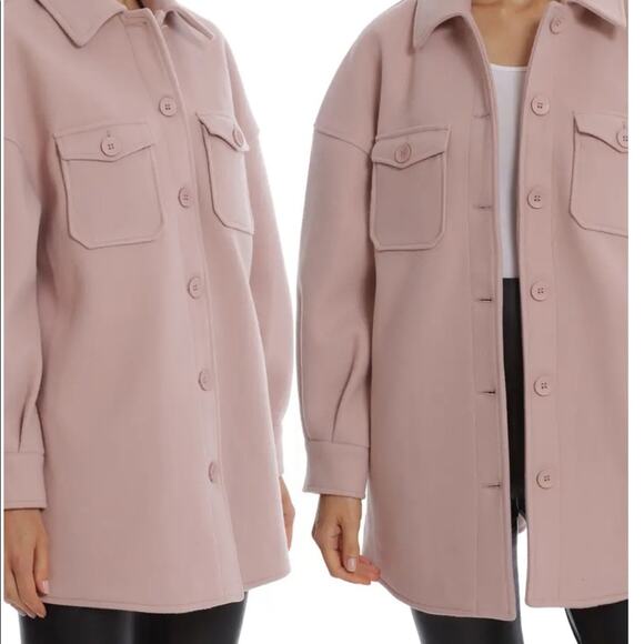 AVEC LES FILLES Oversized Woven Shacket in Blush - Picture 1 of 16